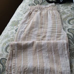 Old Navy Tan and White Striped Wide Leg Pants
